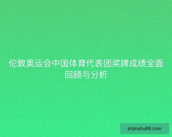 伦敦奥运会中国体育代表团奖牌成绩全面回顾与分析