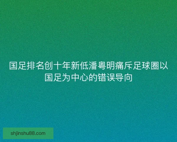 国足排名创十年新低潘粤明痛斥足球圈以国足为中心的错误导向