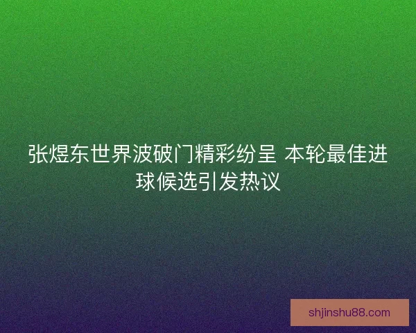 张煜东世界波破门精彩纷呈 本轮最佳进球候选引发热议